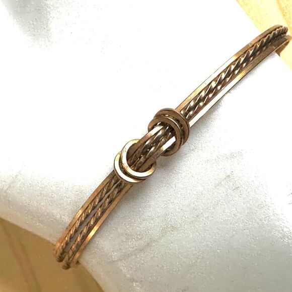 Handmade Wire Wrapped Bangle Bracelet with Red Glass Accent - Picture 5 of 8